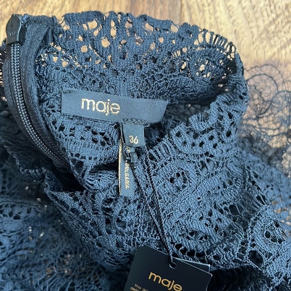 NWT Maje Woman’s Black Izona Lace Detail Romper Accents Size 36/US 4 - Picture 9 of 10
